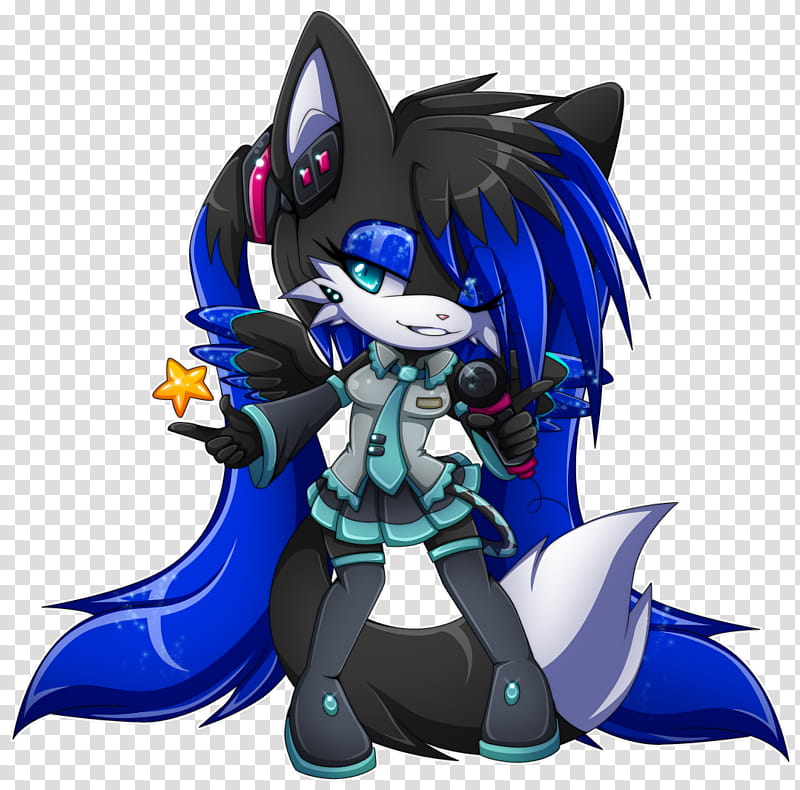Chibi cosplay NightAngel Miku, blue and grey My Little Pony character transparent background PNG clipart