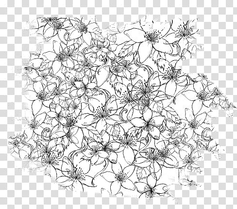 Large Floral Texture, black and white flowers transparent background PNG clipart