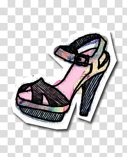 black and pink open-toe ankle-strap platform pump illustration transparent background PNG clipart