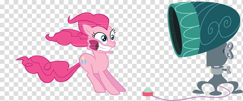 Pinkie vs Hairdryer, pink My Little Pony character being blown by fan illustration transparent background PNG clipart
