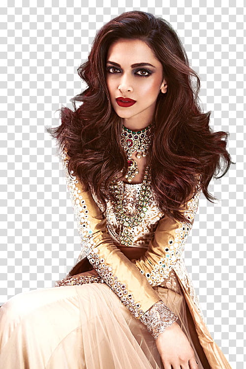 Deepika Padukone, woman wearing gold dress transparent background PNG clipart