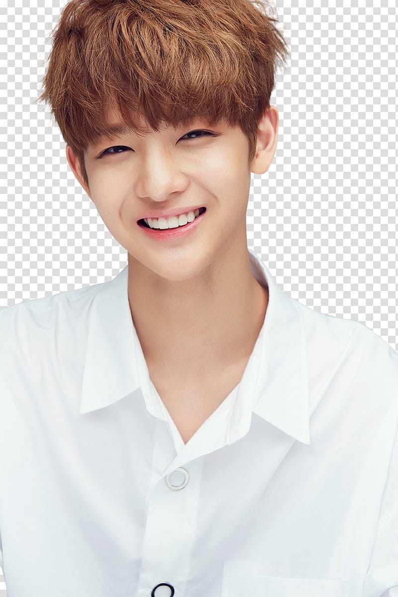 WANNA ONE Part P, smiling man wearing white dress shirt transparent background PNG clipart