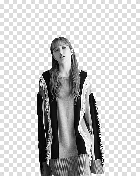 HANI EXID, woman standing grayscale transparent background PNG clipart