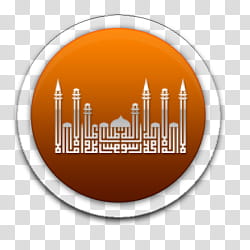 Islamic and ico icons, , round orange and white mosque icon transparent background PNG clipart