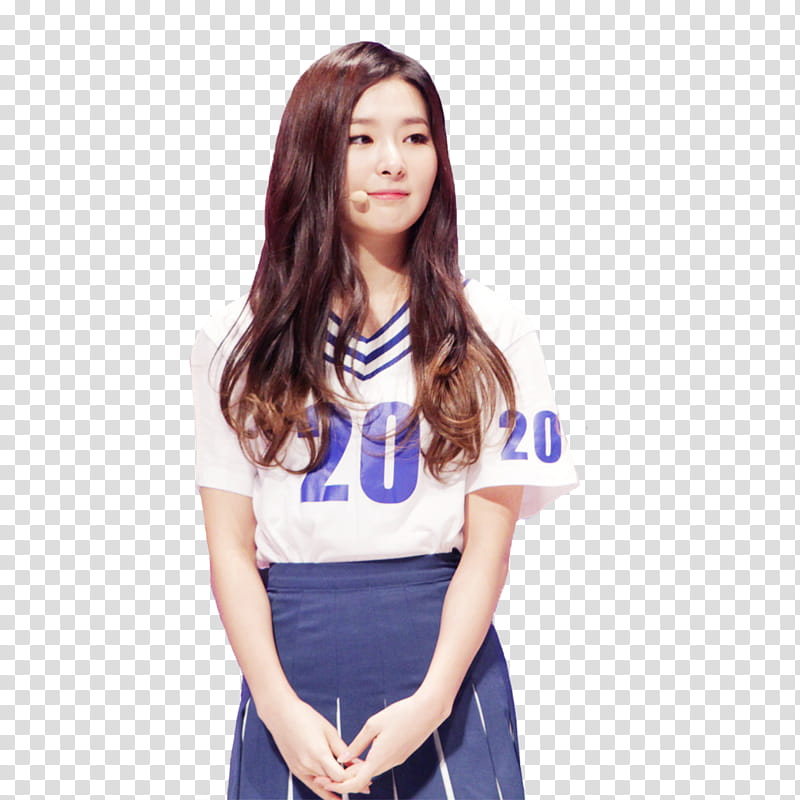 Seulgi Red Velvet, woman in white and blue  jersey shirt transparent background PNG clipart