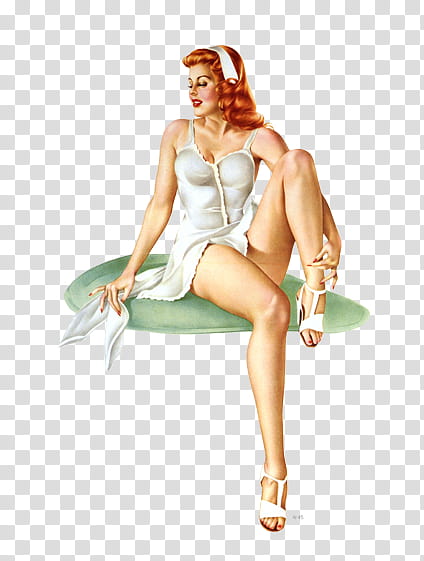 Ning Vintage pin up girls Pics, woman wearing white sleeveless dress painting transparent background PNG clipart