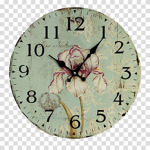 shirley , round gray, red, and black floral analog clock transparent background PNG clipart
