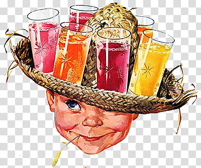 vintage things s, boy wearing sun hat with drinking glasses illustration transparent background PNG clipart