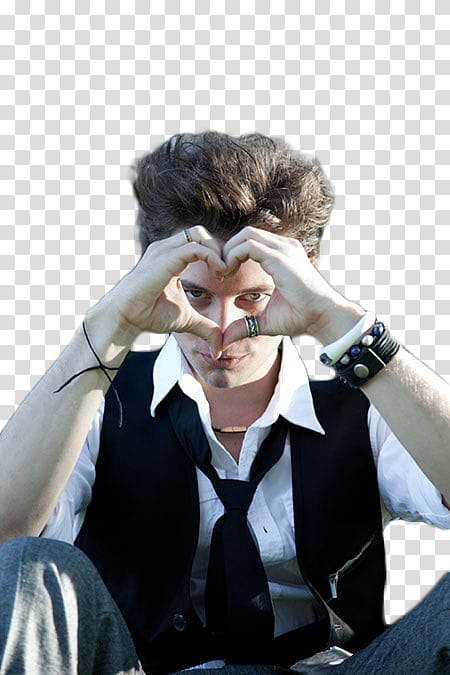 Jackson Rathbone, man forming heart hand gesture transparent background PNG clipart