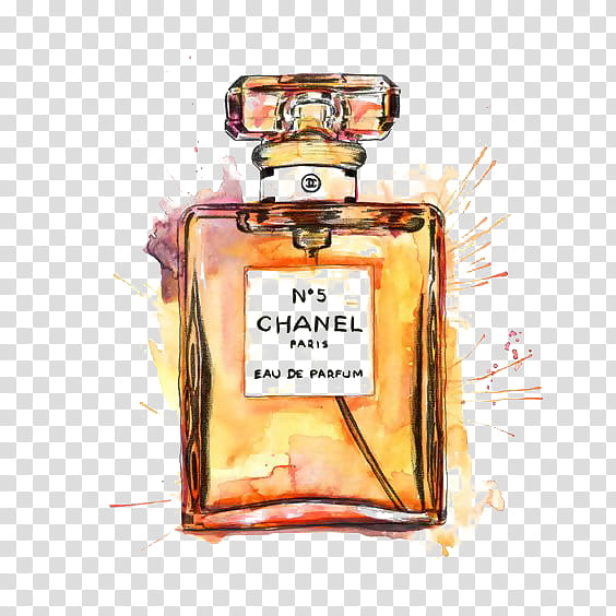 Watercolor, Chanel No 5, Coco, Perfume, Throw Pillows, Watercolor Painting, Poster, Fashion transparent background PNG clipart
