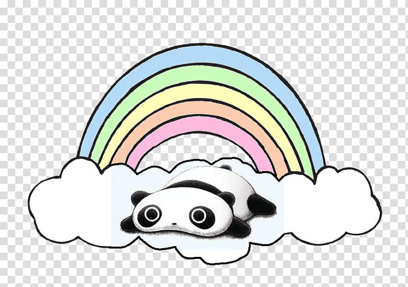 black and white panda near rainbow art transparent background PNG clipart