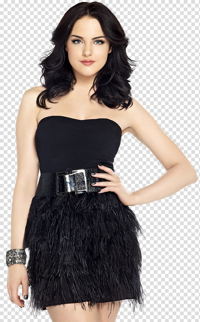 elizabeth gillies, woman in strapless mini dress doing akimbo transparent background PNG clipart