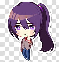 DDLC R All Character Sprites FREE TO USE, purple haired female anime character transparent background PNG clipart
