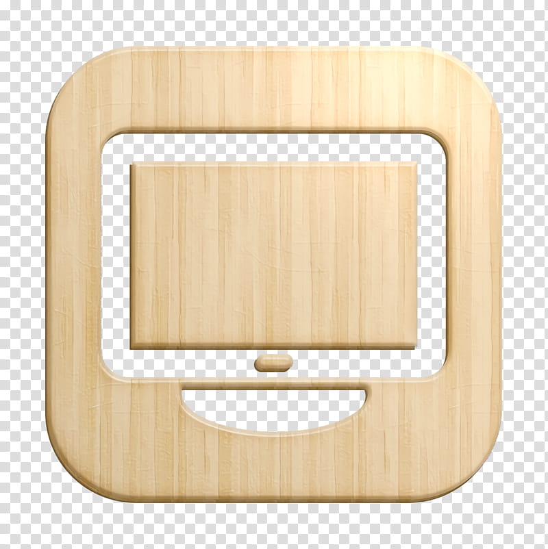 computer icon desktop icon display icon, Desktopicon, Monitor Icon, Screen Icon, Tv Icon, Beige, Wood, Square transparent background PNG clipart