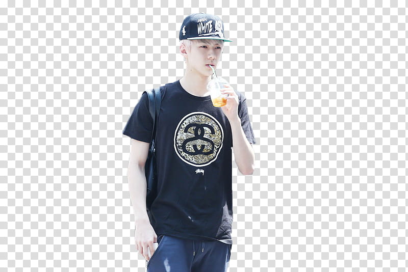 Render EXO SeHun, man wearing cap, sipping a cup transparent background PNG clipart