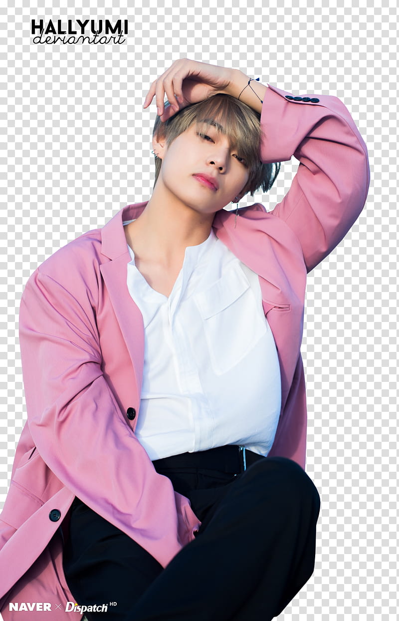 V, man wearing pink blazer transparent background PNG clipart