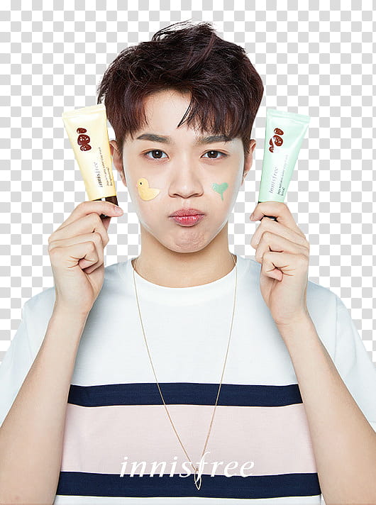 GUANLIN WANNA ONE , man holding cream soft-tubes transparent background PNG clipart