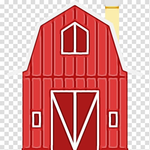 Barn Building House Shed Silo, Watercolor, Paint, Wet Ink, Farm, Agriculture, Red, Line transparent background PNG clipart