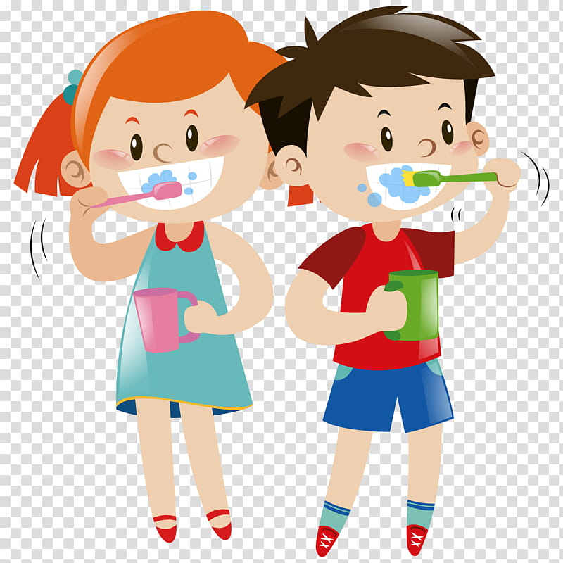 cartoon brushing teeth