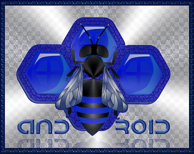 Android Honeycomb logo, blue and black wasp Android illustration transparent background PNG clipart