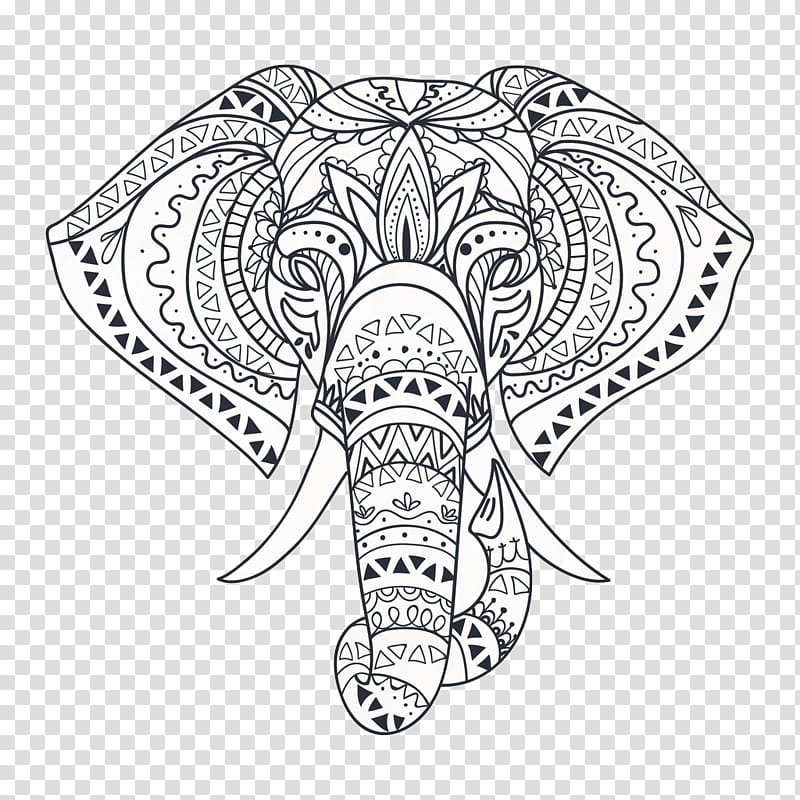 Book Black And White, Wall Decal, Mandala, Elephant, Canvas, Canvas Print, Interior Design Services, Sticker transparent background PNG clipart