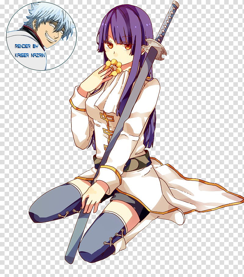 Gintama, Imai Nobume Render , girl anime character holding katana transparent background PNG clipart