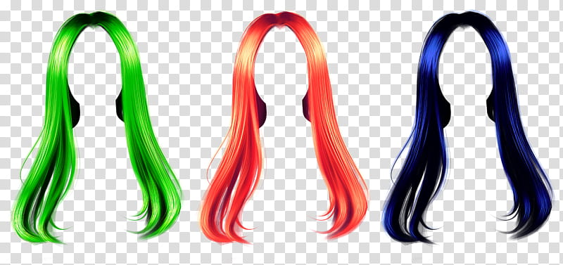 Hair, three assorted-color wigs transparent background PNG clipart