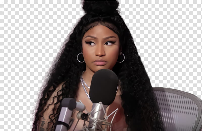 Microphone, Nicki Minaj, Black Hair, Hairstyle, Wig, Long Hair, Human, Lip transparent background PNG clipart