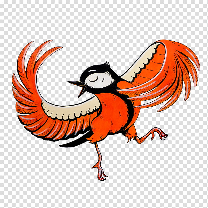 Bird, Rooster, Character, Drawing, Cartoon, Beak, Ink, Animal transparent background PNG clipart