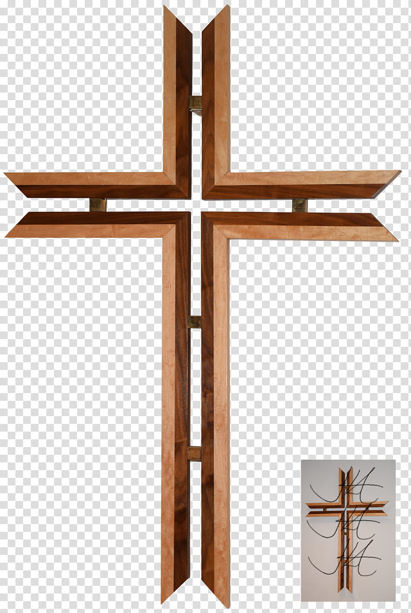Two toned Wooden Cross transparent background PNG clipart