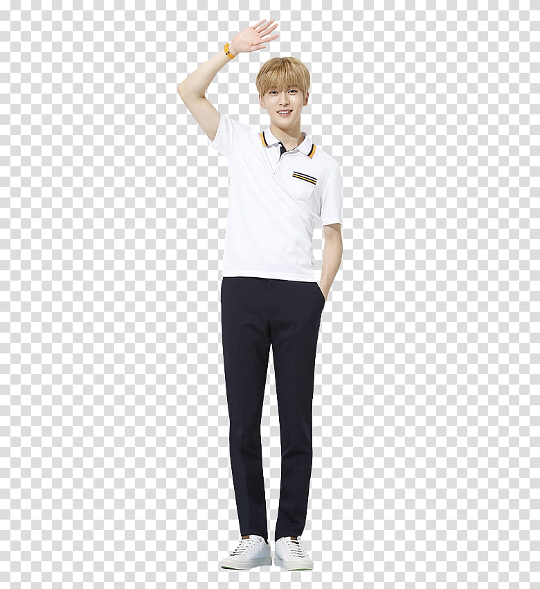 Jaehyun NCT, man wearing polo shirt and black pants transparent background PNG clipart