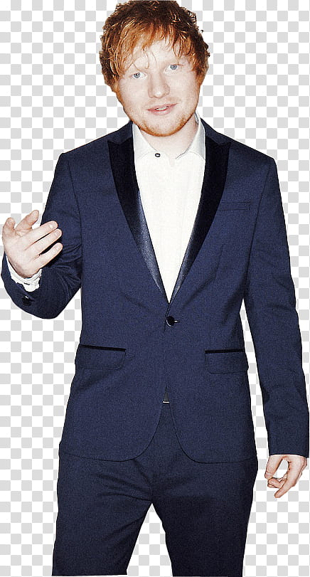 Ed Sheeran SHOOT David Titlow , standing Ed Sheeran wearing blue suit transparent background PNG clipart