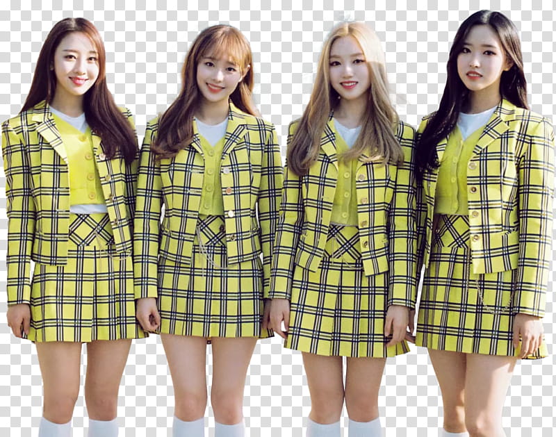 YYXY LOONA, women wearing black-and-green checked outfits transparent background PNG clipart