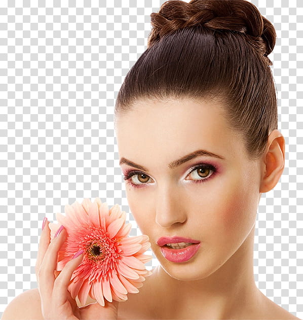 Pink Flower, Hairstyle, Face, Woman, Cosmetics, Beauty Parlour, Girl, Black Hair transparent background PNG clipart