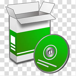 Refresh CL Icons , Install, white and green box and compact disc illustrations transparent background PNG clipart