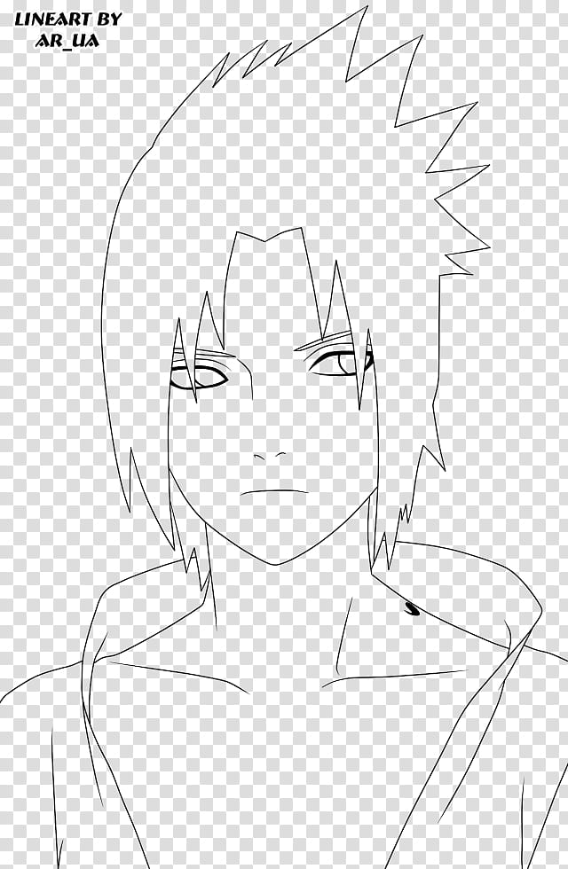 naruto  lineart, Uchia Sasuke outline transparent background PNG clipart