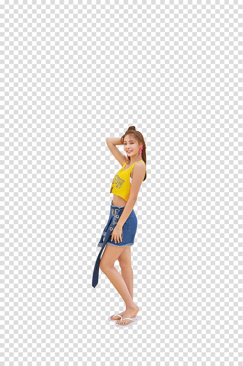 TWICE DANCE THE NIGHT AWAY , woman wearing yellow tank crop top standing transparent background PNG clipart