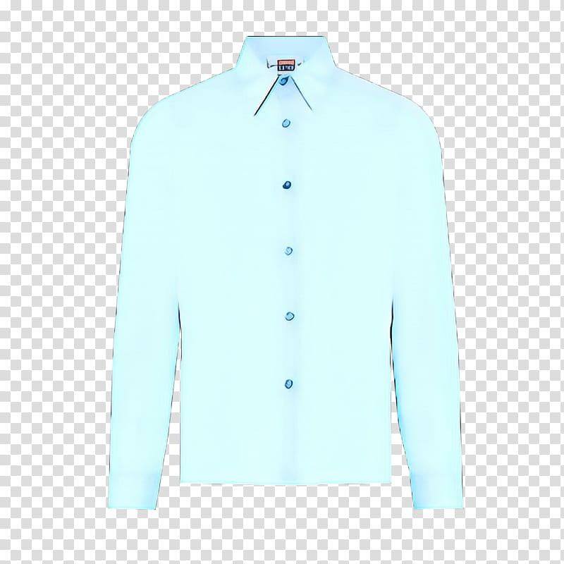 clothing white blue sleeve collar, Pop Art, Retro, Vintage, Aqua, Turquoise, Outerwear, Button transparent background PNG clipart