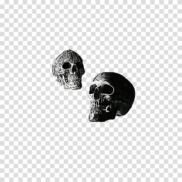 two black skull sketches transparent background PNG clipart