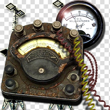 Steampunk Icon Set in format, connection-manager, square brown cast iron ammeter transparent background PNG clipart