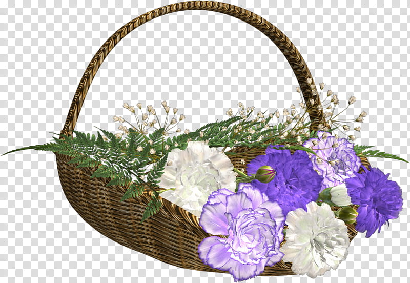 Flower Bouquet basket, Flower Girl Basket, Purple, Violet, Plant, Cut Flowers, Gift Basket, Wedding Ceremony Supply transparent background PNG clipart