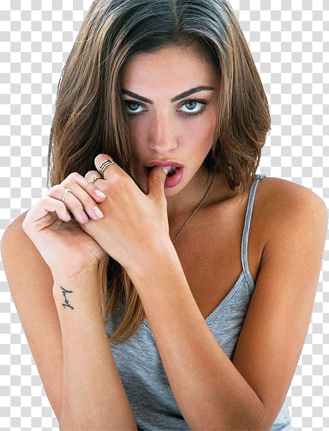 Phoebe Tonkin, woman wearing gray camisole transparent background PNG clipart