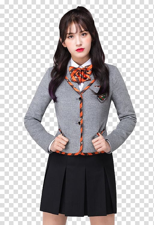 Somi Scoolooks, Jeon Somi wearing gray long-sleeved shirt transparent background PNG clipart