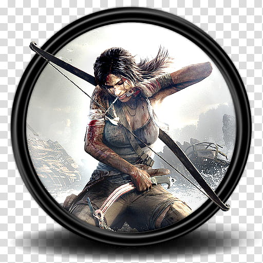 Tomb Raider Game Icon , Tomb Raider_, woman holding bow painting transparent background PNG clipart
