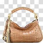 Fashion bags icons , , brown crocodile skin hobo bag transparent background PNG clipart
