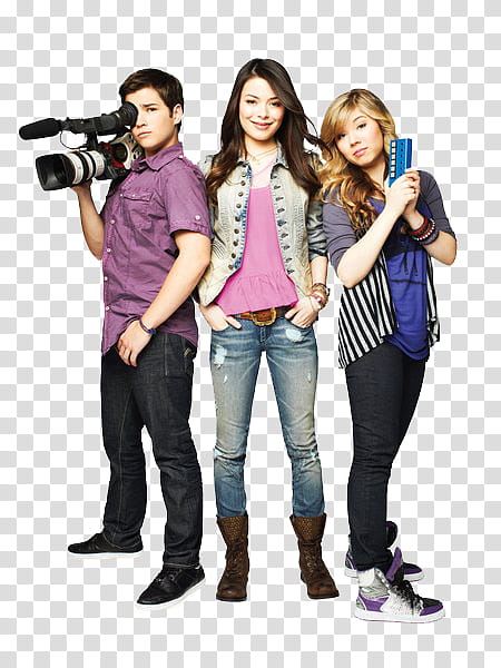 iCarly, standing man and two women transparent background PNG clipart