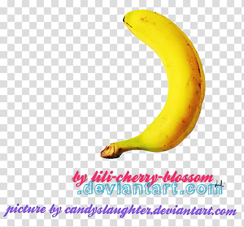 , yellow banana with text overlay transparent background PNG clipart