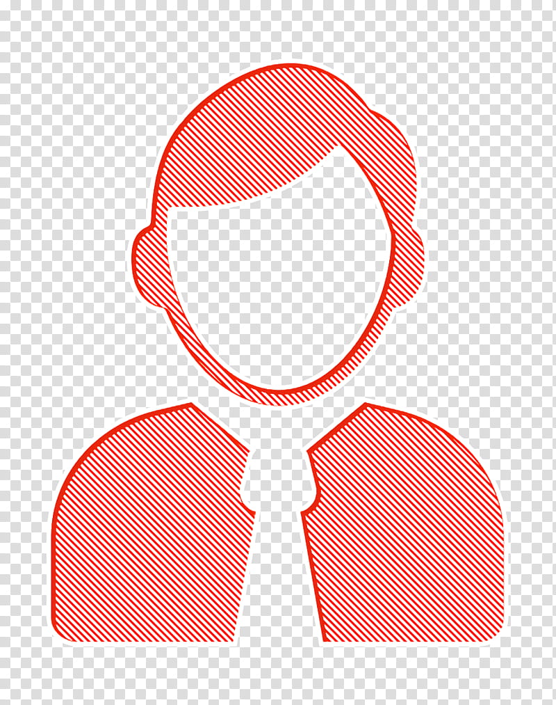 User icon Office worker outline icon Employees icon, Red, Orange transparent background PNG clipart