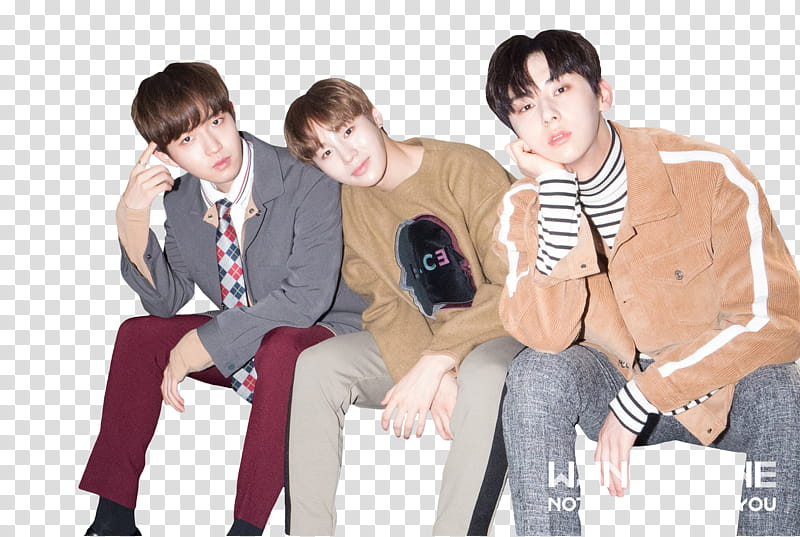 WANNA ONE NOTHING WITHOUT YOU, three men sitting transparent background PNG clipart