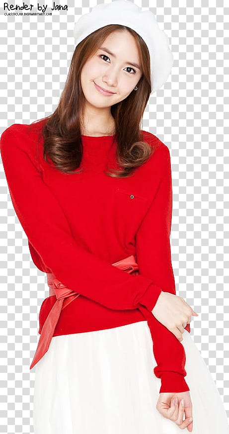 Yoona SNSD Render, smiling woman wearing red long-sleeved top transparent background PNG clipart